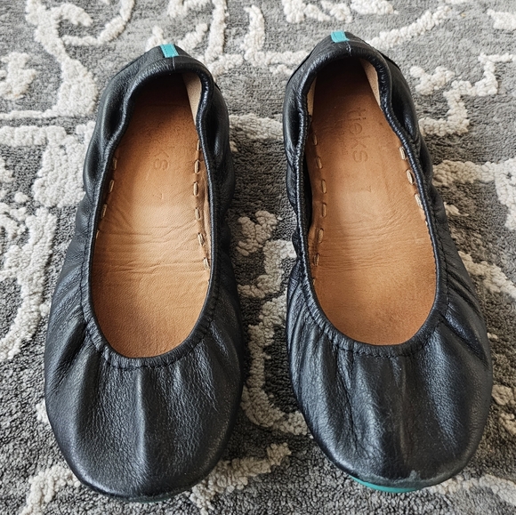 Tieks Matte Black Leather Ballet Flats - Picture 2 of 7